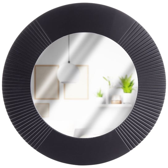 Lustro ścienne czarne okrągłe wiszące koło w czarnej ramie dekoracyjne 48 cm Vilde
