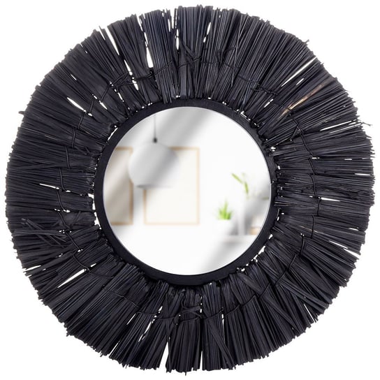 Lustro ścienne czarne wiszące okrągłe koło w czarnej ramie dekoracyjne 32cm Home Styling Collection