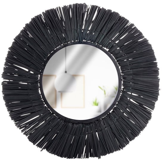 Lustro ścienne czarne wiszące okrągłe koło w czarnej ramie dekoracyjne 42 cm Home Styling Collection