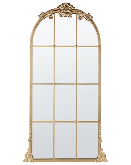 Lustro ścienne okno metalowe 66 x 124 cm złote NOIDAN Beliani