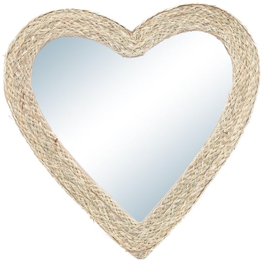 Lustro wiszące w kształcie serca, rama z plecionej trawy 62 cm ASJ Commerce