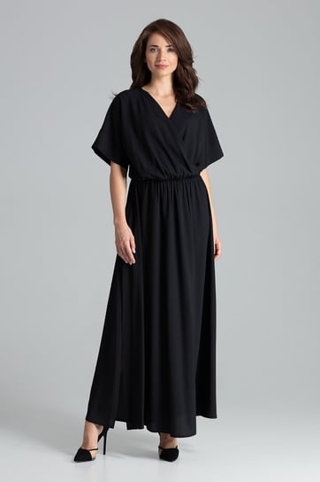 Luźna sukienka maxi - sukienka z rękawem kimono - czarna - rozmiar XXXL FIGL