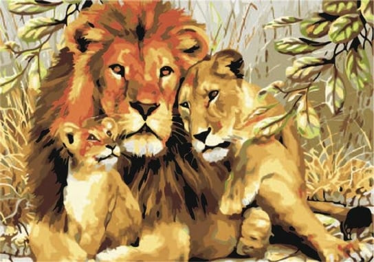 Lwia rodzinka - Malowanie po numerach 30x40 cm ArtOnly