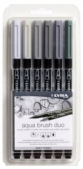 Lyra Pisaki Markery Dwustronne Aqua Brush 6 Grey Lyra