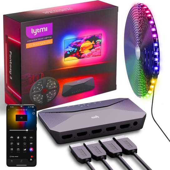 Lytmi Fantasy 3 TV Backlight Kit HDMI 2.1 Taśma LED + Neo Box dla TV 85-90 cali, Sync Box Lytmi