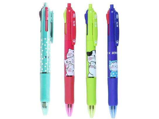 M&G, Długopis automatyczny So Many Cats, 0.7mm; 4 kolory wkładów MG