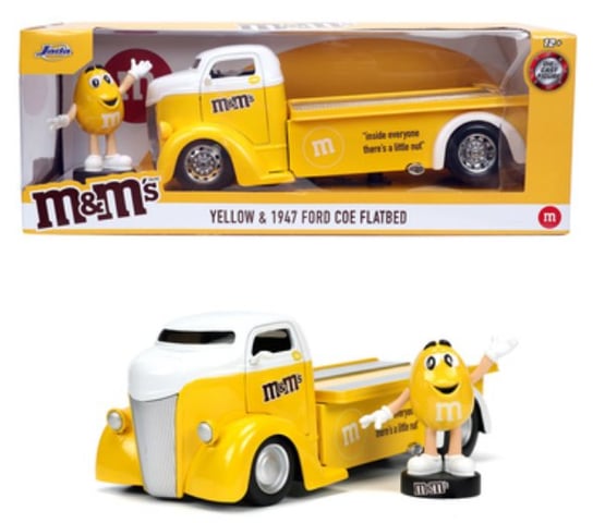 m&m's - yellow & 1947 ford coe flatbed - 1:24 Jada