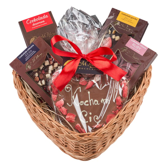 M. Pelczar Chocolatier;zestaw prezentowy w wiklinowym sercu;5 elementów M. Pelczar Chocolatier