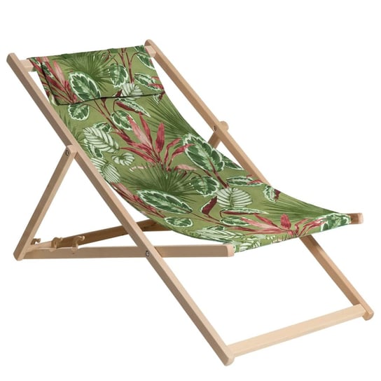 Madison Drewniany leżak plażowy Cala, 55x90x87 cm, zielony Madison