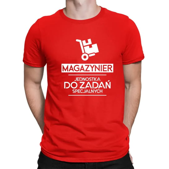 Magazynier - jednostka do zadań specjalnych - męska koszulka na prezent Czerwona Koszulkowy