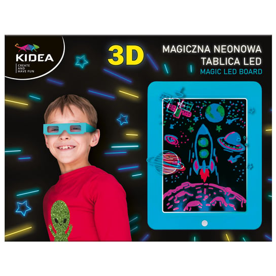 Magiczna neonowa tablica 3D led, Kidea (niebieska) KIDEA