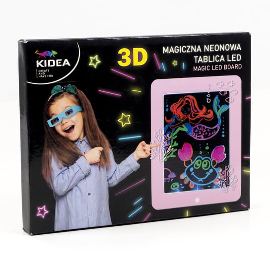 Magiczna neonowa tablica 3D led, Kidea (różowa) KIDEA