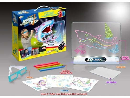 Magiczna, Podświetlana Tablica Do Malowania Rysowania + Okulary 3D Ocean Zabawkowy Zawrót Głowy