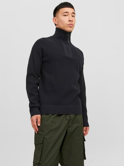 Jack & Jones JXSIKA - Cardigan da Donna con Cerniera a Quarto, Nero, XS