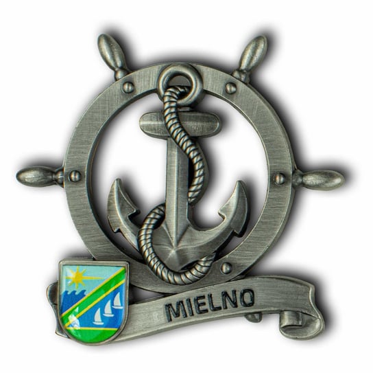 Magnes metalowy koło sterowe pamiątka Mielno Captain Mike Captain Mike