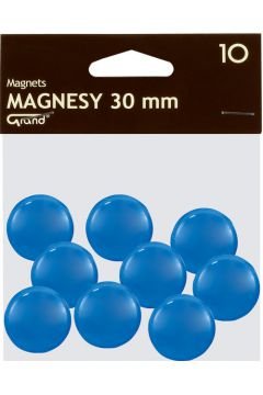 Magnesy  do tablic na lodówkę, niebieskie, 30 mm, 10 sztuk Grand