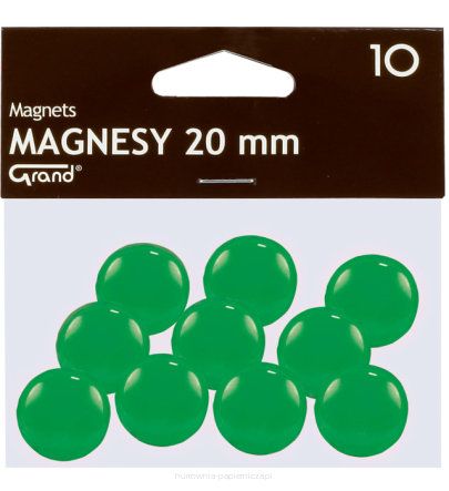 Magnesy  do tablic na lodówkę, zielone, 20 mm, 10 sztuk Grand