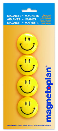 Magnesy happy face smile 40 mm 4szt MAGNETOPLAN