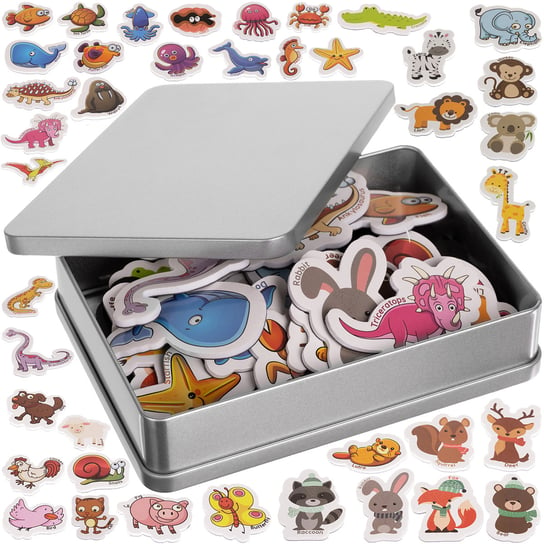 Magnesy Na Lodówkę Magnes X 40 Zwierzęta Dla Dzieci 40 Szt Zestaw + Puszka Kruzzel Kruzzel