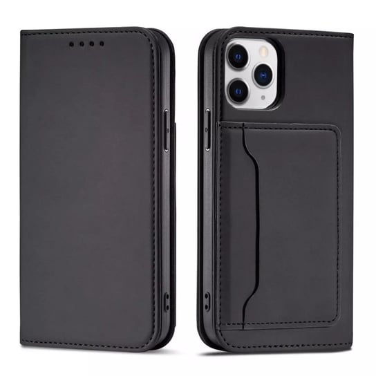 Magnet Card Case etui do iPhone 12 Pro Max pokrowiec portfel na karty kartę podstawka czarny 4kom.pl