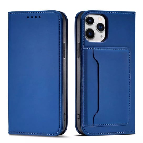 Magnet Card Case etui do iPhone 12 Pro Max pokrowiec portfel na karty kartę podstawka niebieski 4kom.pl