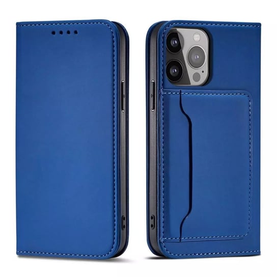 Magnet Card Case etui do iPhone 13 mini pokrowiec portfel na karty kartę podstawka niebieski 4kom.pl