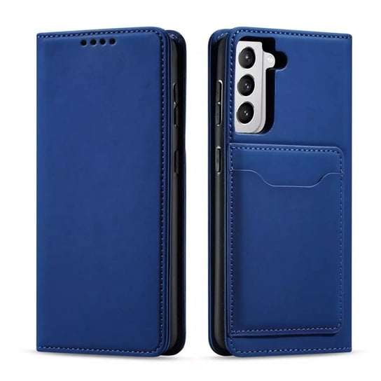 Magnet Card Case etui do Samsung Galaxy S22 pokrowiec portfel na karty kartę podstawka niebieski 4kom.pl