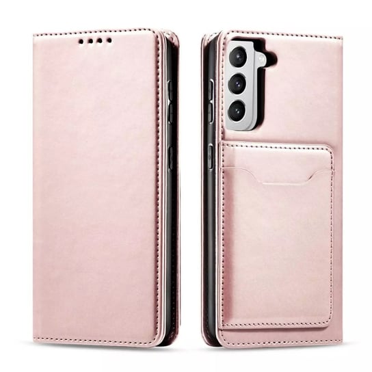 Magnet Card Case etui do Samsung Galaxy S22 pokrowiec portfel na karty kartę podstawka różowy 4kom.pl