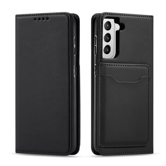 Magnet Card Case Etui Do Samsung Galaxy S22+ (S22 Plus) Pokrowiec Portfel Na Karty Kartę Podstawka Czarny Hurtel