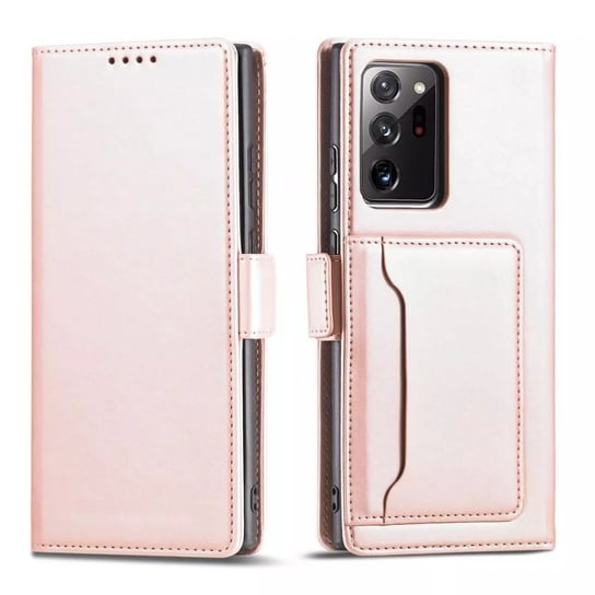 Magnet Card Case etui do Samsung Galaxy S22 Ultra pokrowiec portfel na karty kartę podstawka różowy 4kom.pl
