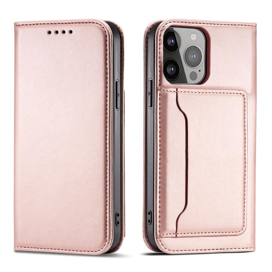 Magnet Card Case Etui Iphone 14 Pro Pokrowiec Z Klapką Portfel Podstawka Różowe Hurtel