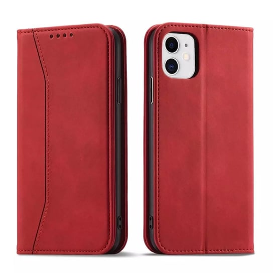 Magnet Fancy Case etui do iPhone 12 pokrowiec portfel na karty kartę podstawka czerwony 4kom.pl