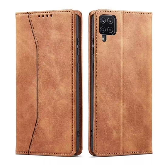 Magnet Fancy Case etui do Samsung Galaxy A12 5G pokrowiec portfel na karty kartę podstawka brązowy 4kom.pl