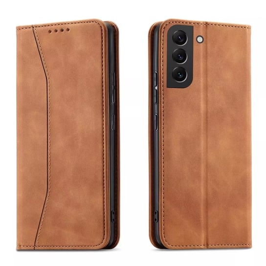 Magnet Fancy Case etui do Samsung Galaxy S22 pokrowiec portfel na karty kartę podstawka brązowy 4kom.pl