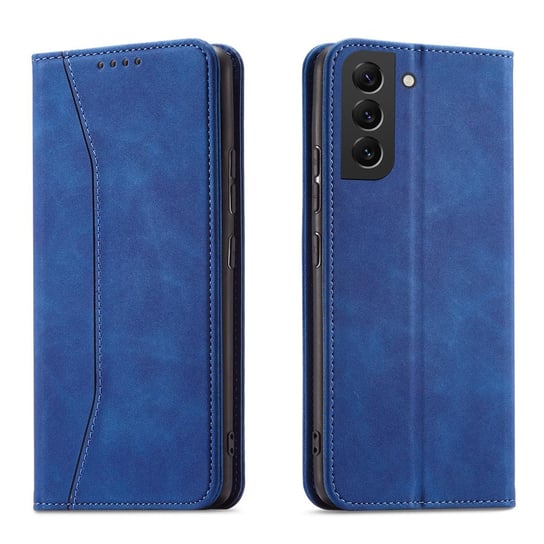 Magnet Fancy Case Etui Do Samsung Galaxy S22+ (S22 Plus) Pokrowiec Portfel Na Karty Kartę Podstawka Niebieski Hurtel