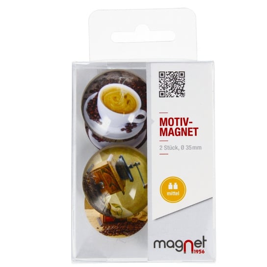 Magnet, Magnes szklany Kawa/Młynek Kopuła, 3,5 cm, 15-0-0019, 2 szt. Magnet
