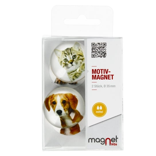 Magnet, Magnes szklany Kot/pies Kopuła, 3,5 cm, 15-0-0002, 2 szt. Magnet