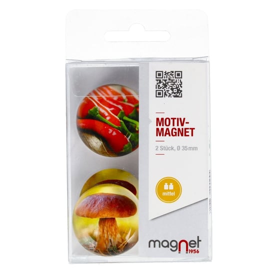Magnet, Magnes szklany, Papryka/Grzyb Kapsuła, 3,5 cm, 115-0-0024, 2 szt. Magnet