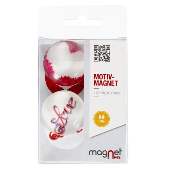 Magnet, Magnes szklany Serce/Love Kopuła, 3,5 cm, 115-0-0012, 2 szt. Magnet
