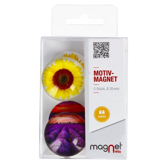 Magnet, Magnes szklany, Słonecznik/Lawenda Kopuła, 3,5 cm, 115-0-0015, 2 szt. Magnet