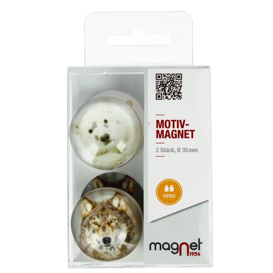 Magnet, Magnes szklany Wilk/Niedźwiedź Kopuła, 3,5 cm, 231-0-0003, 2 szt. Magnet