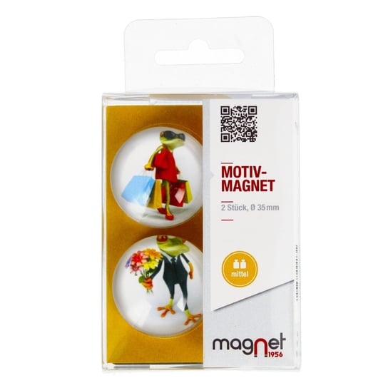 Magnet, Magnes szklany, Żaby Comic Kopuła, 3,5 cm, 115-0-0077, 2 szt. Magnet