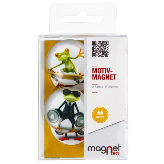 Magnet, Magnes szklany, Żaby Comic Kopuła, 3,5 cm,  115-0-0078, 2 szt. Magnet