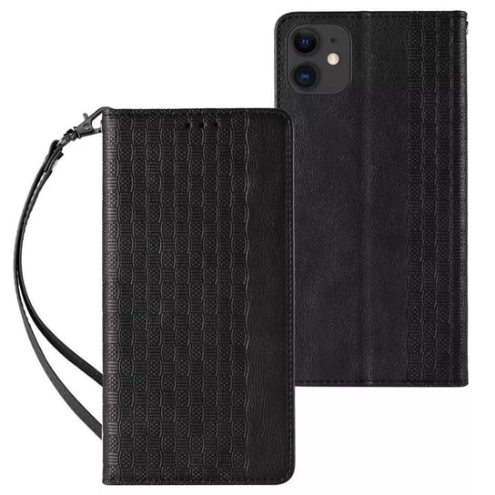 Magnet Strap Case etui do iPhone 13 pokrowiec portfel + mini smycz zawieszka czarny 4kom.pl