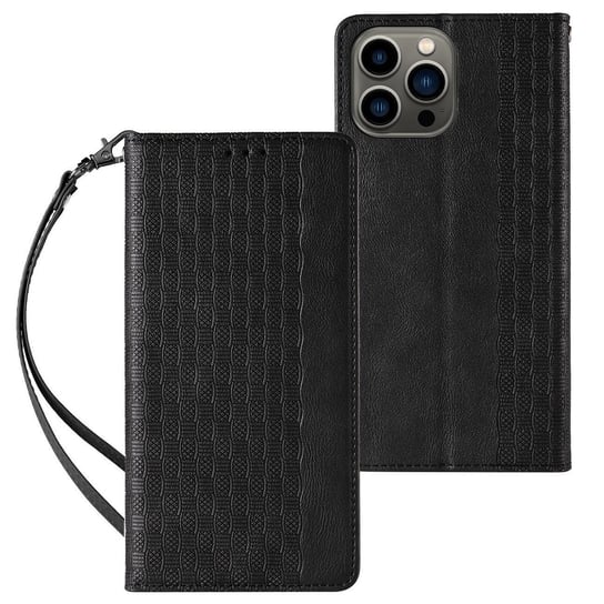 Magnet Strap Case Etui Iphone 14 Pro Pokrowiec Z Klapką Portfel Mini Smycz Podstawka Czarne Hurtel