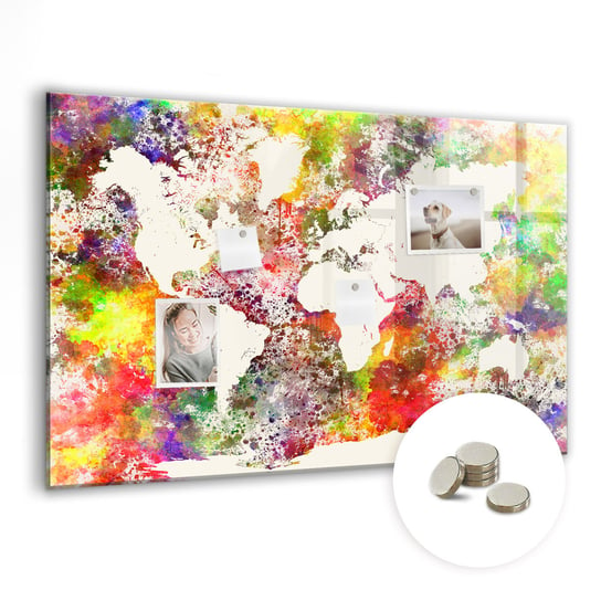 Magnetyczna Dekoracja - Mapa świata akwarelowa - 90x60 cm Coloray