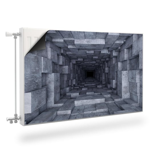 MAGNETYCZNA Osłona Grzejnika Betonowy Tunel Efekt 3D Abstrakcja 100cm x 60cm Muralo