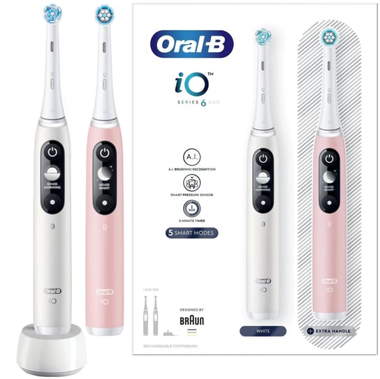Magnetyczna Szczoteczka Elektryczna Oral-B IO Series 6 Dwupak Biała Różowa Oral-B