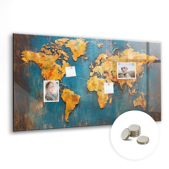 Magnetyczna Tablica z Magnesami - 120x60 cm, Dekoracyjna mapa świata Coloray