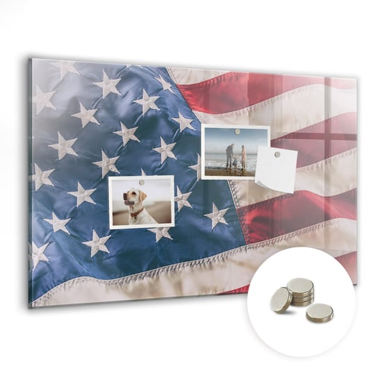 Magnetyczna Tablica ze Wzorem, 60x40 cm + Magnesy, Amerykańska flaga Coloray